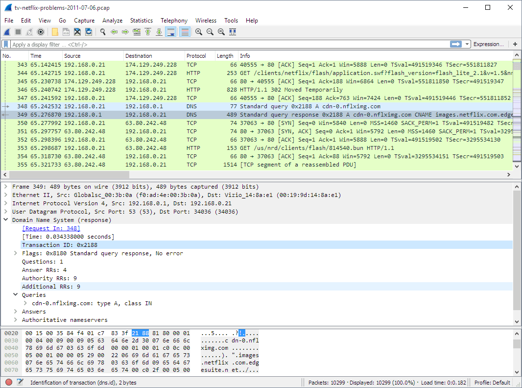 analyzing wireshark packet captures